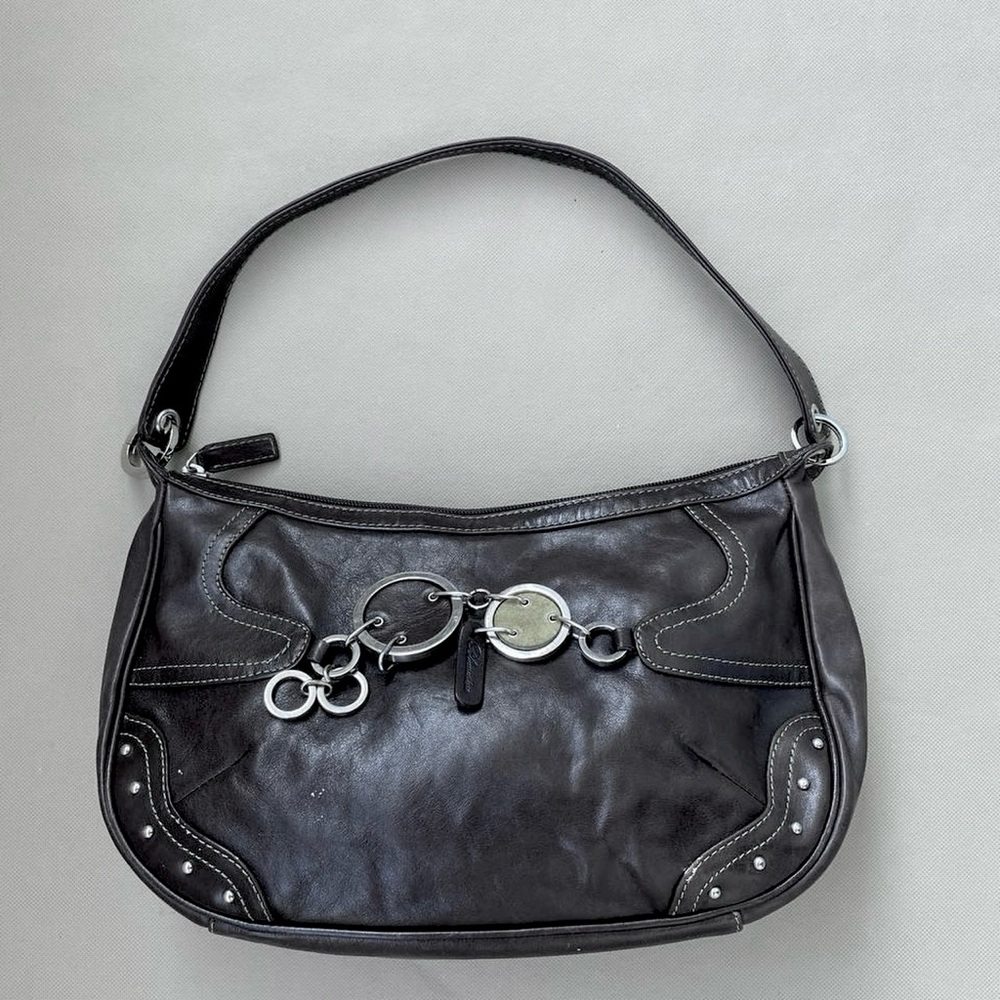 SOLD Blumarine Black Studded Medium Leather Shoulder Bag